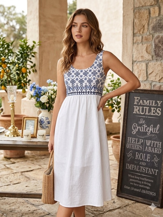 Calvin Klein Dresses & Skirts - Calvin Klein White Boho Embroidered Sleeveless Dress – Size 2 New